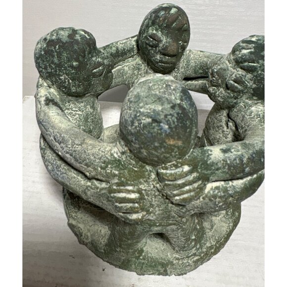 Circle of Friends Mayan Style Folk Art Terra Cotta 4 Friends Candle Holder Green - Picture 4 of 10